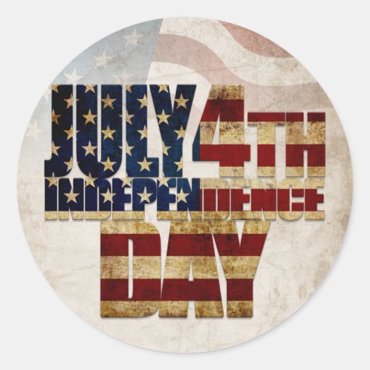 Grunge USA 4 juli Onafhankelijkheidsgrafisch Ronde Sticker (Voorkant)