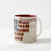 Grunge USA 4 juli Onafhankelijkheidsgrafisch Tweekleurige Koffiemok (Voorkant rechts)