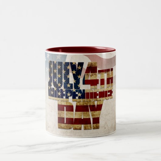 Grunge USA 4 juli Onafhankelijkheidsgrafisch Tweekleurige Koffiemok (Center)