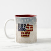 Grunge USA 4 juli Onafhankelijkheidsgrafisch Tweekleurige Koffiemok (Links)