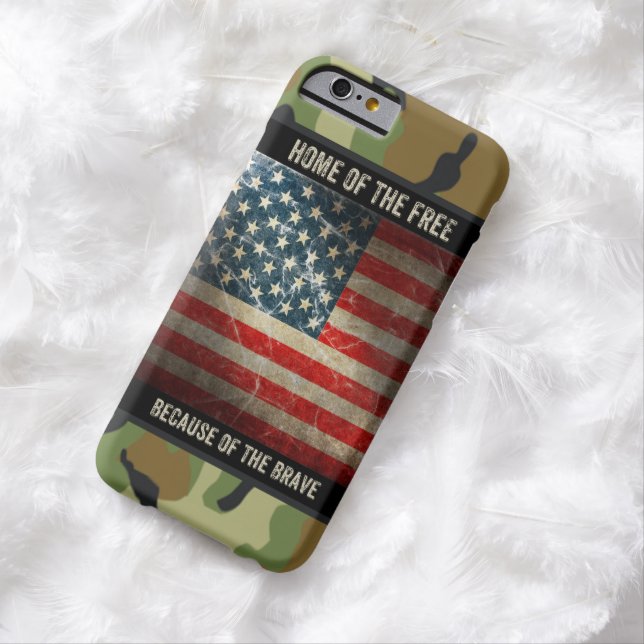Grunge USA Flag op Camouflage 2 iPhone 6 Hoesje (Voorbeeld)