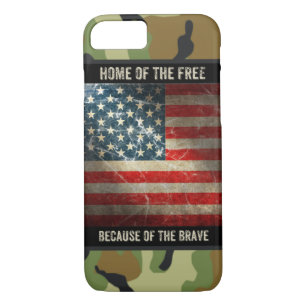 Grunge USA Flag op Camouflage 2 iPhone 7 Hoesje