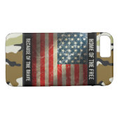 Grunge USA Flag op Camouflage iPhone 7 Hoesje (Achterkant (Horizontaal))