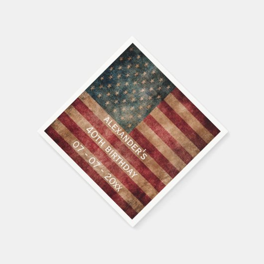  Grunge USA Stars & Stripes 40e verjaardag Servetten (Hoek)