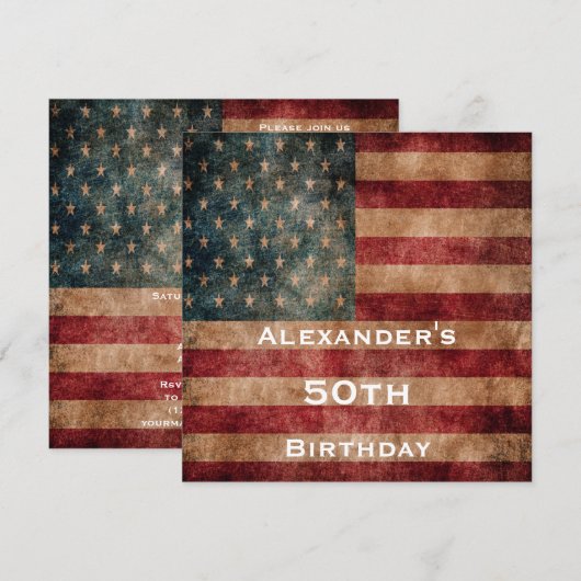  Grunge USA Stars & Stripes 50e verjaardag Kaart (Voorkant / Achterkant)