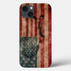 Grunge USA Stars & Stripes Flag and Map iPhone 13 Hoesje