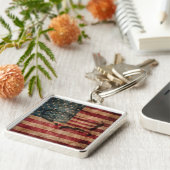 Grunge USA Stars & Stripes Flag and Map Sleutelhanger (Zijkant)