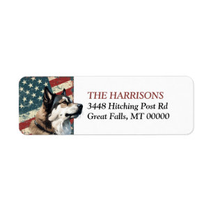 Grunge USA Vlag Akita Hond Retouradres Etiket