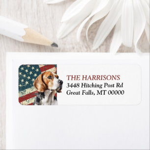 Grunge USA Vlag Beagle Hond Etiket