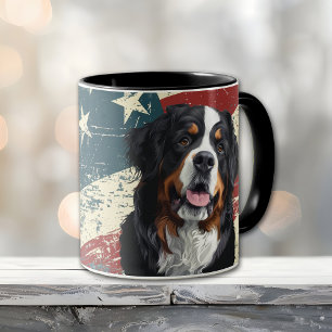 Grunge USA Vlag Berner Sennenhond Mok