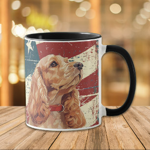 Grunge USA Vlag Cocker Spaniel Hond Mok