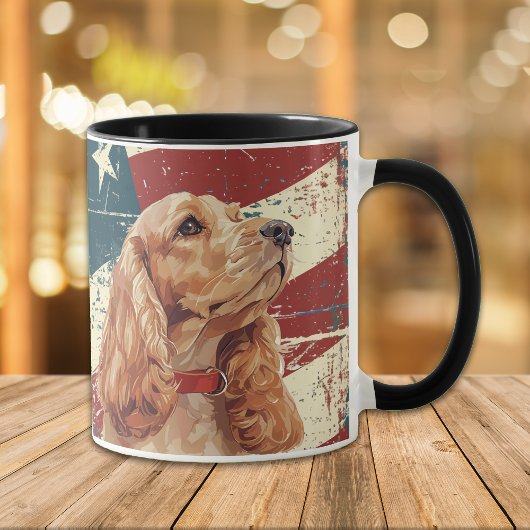 Grunge USA Vlag Cocker Spaniel Hond Mok