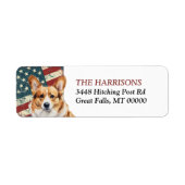 Grunge USA Vlag Corgi Hond Etiket (Voorkant)