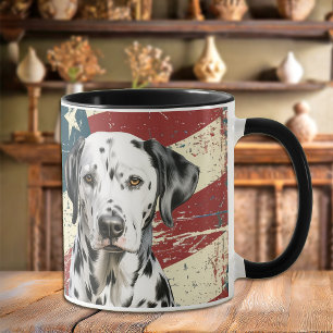 Grunge USA Vlag Dalmatische Hond Mok