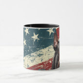Grunge USA Vlag Doberman Pinscher Hond Mok (Midden)