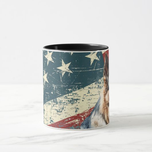 Grunge USA Vlag Duitse Herdershond Mok (Midden)