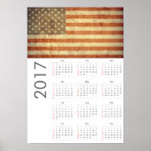 Grunge USA Vlag Kalender 2017 Poster (Voorkant)