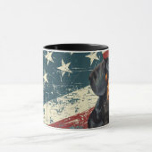 Grunge USA Vlag Teckel Hond Mok (Midden)