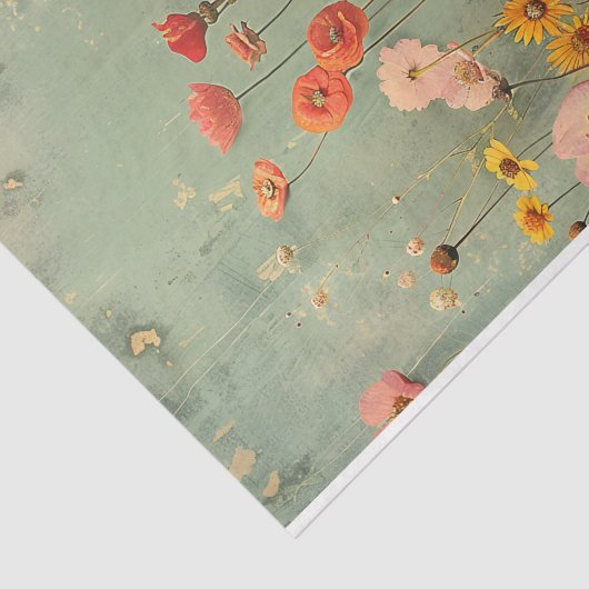 GRUNGE VERDRIETIG BLOEMONTKOPPELING TISSUEPAPIER (Detail)