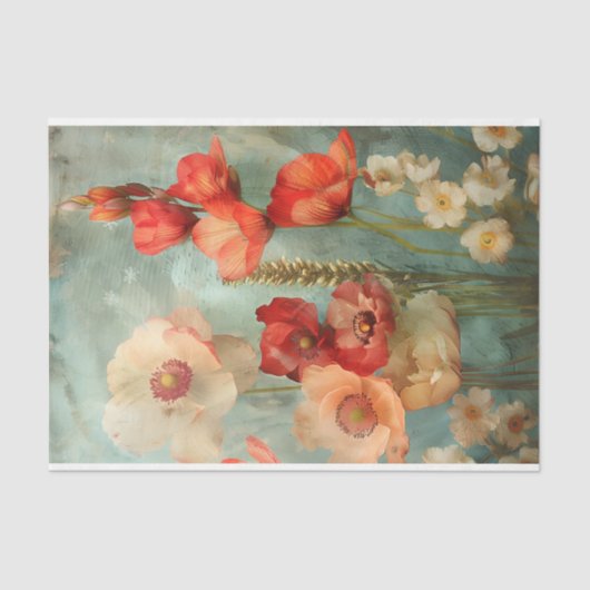 GRUNGE VERDRIETIG BLOEMONTKOPPELING TISSUEPAPIER (Voorkant)