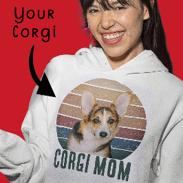 Grunge Verdrietig Pet Foto Corgi Dog Mom Hoodie