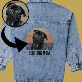 Grunge Verdrietig Pet Foto Hond Mam Denim Jacket