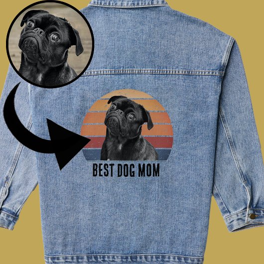 Grunge  Verdrietig Pet Foto Hond Mam Denim Jacket
