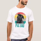 Grunge  Verdrietig Pug Foto Hond Papa T-shirt (Voorkant)