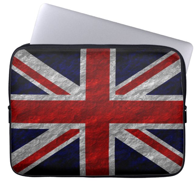 Grunge Verenigd Koninkrijk vlag 2 Laptop Sleeve (Voorkant)
