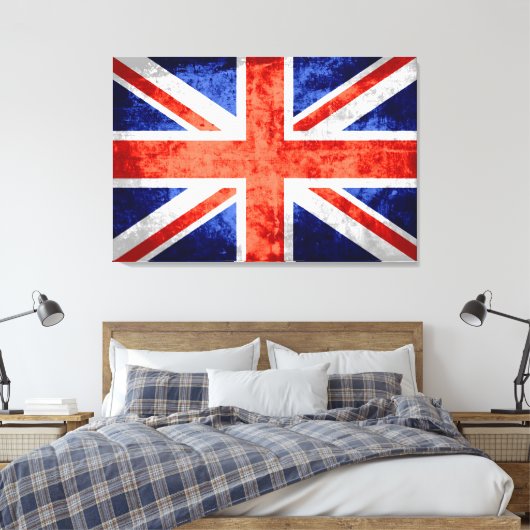 Grunge Verenigd Koninkrijk Vlag 3 Canvas Afdruk (Insitu (Slaapkamer))