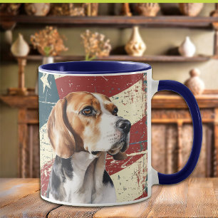 Grunge Verenigde Staten Vlag Beagle Hound Dog Mok