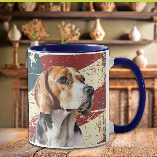 Grunge Verenigde Staten Vlag Beagle Hound Dog Mok