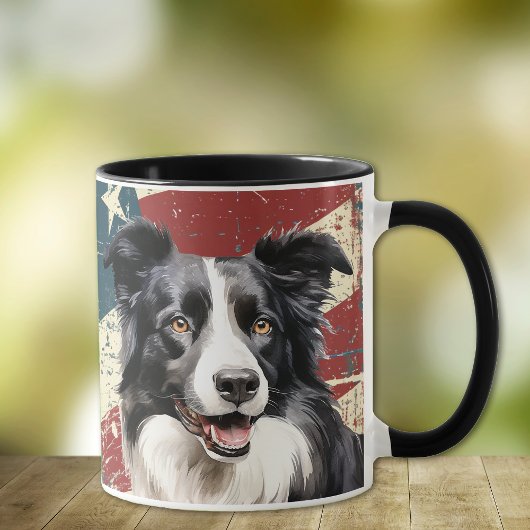 Grunge Verenigde Staten Vlag Border Collie Dog Mok