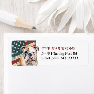 Grunge Verenigde Staten Vlag Bulldog Etiket