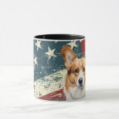 Grunge Verenigde Staten Vlag Corgi Hond Mok (Midden)
