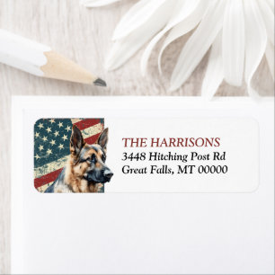 Grunge Verenigde Staten Vlag Duitse Herder Terugke Etiket