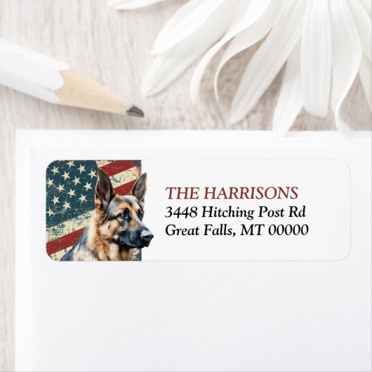 Grunge Verenigde Staten Vlag Duitse Herder Terugke Etiket (Insitu)