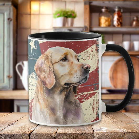 Grunge Verenigde Staten Vlag Golden Retriever Dog Mok