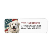 Grunge Verenigde Staten Vlag Grote Pyreneeën Hond Etiket (Voorkant)