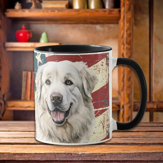 Grunge Verenigde Staten Vlag Grote Pyreneeën Hond Mok