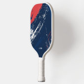 Grunge verf monogram initiaal rood wit blauw pickleball paddle (Links)