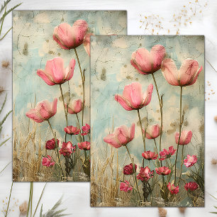 GRUNGE VERFROMMELD BLOEMEN DECOUPAGE TISSUEPAPIER