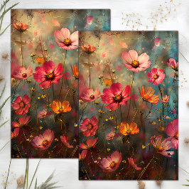GRUNGE VERFROMMELD DECOUPAGE MET BLOEMENMOTIEF TISSUEPAPIER
