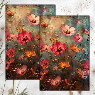 GRUNGE VERFROMMELD DECOUPAGE MET BLOEMENMOTIEF TISSUEPAPIER