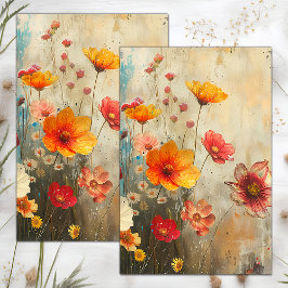 GRUNGE VERFROMMELD FLORAL DECOUPAGE TISSUEPAPIER