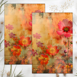 GRUNGE VERFROMMELD FLORAL DECOUPAGE TISSUEPAPIER