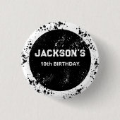 Grunge verfspatten Zwart & Wit Verjaardag Ronde Button 3,2 Cm (Voorkant)