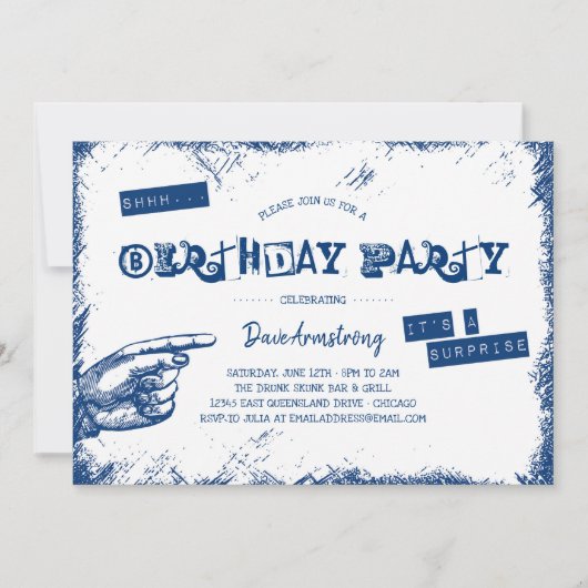 Grunge Verrassings Verjaardagsfeestje Sst Kaart (Voorkant)