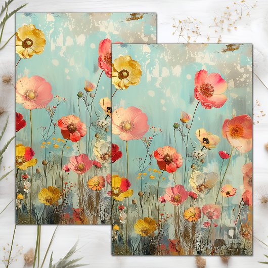 GRUNGE VERSELEEN BLOEMEN DECOUPAGE TISSUEPAPIER