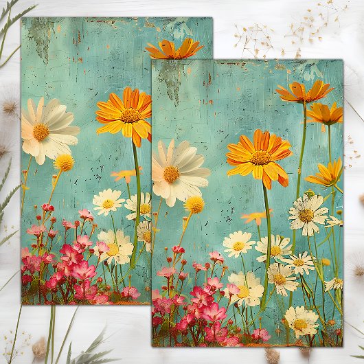 GRUNGE VERSELEEN BLOEMEN DECOUPAGE TISSUEPAPIER